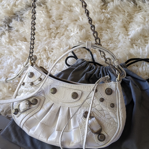 Balenciaga Handbags - Balenciaga mini bag: LE CAGOLE MINI BAG WITH CHAIN CROCODILE EMBOSSED